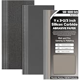 KQCXIK Premium 20-Sheet Wet Dry Sandpaper Assortment, 9 x 3-2/3 Inch | 120-3000 Grit, Waterproof Silicon Carbide Abrasive, Tear-Resistant, Coarse and Fine Sand Paper for Wood Metal Auto Plastic