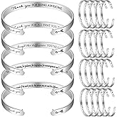 Fumete 20 Pcs Valentine's Day Thank You Bracelet for Women Inspirational Cuff Bracelets Gift Motivational Engraved Jewelry