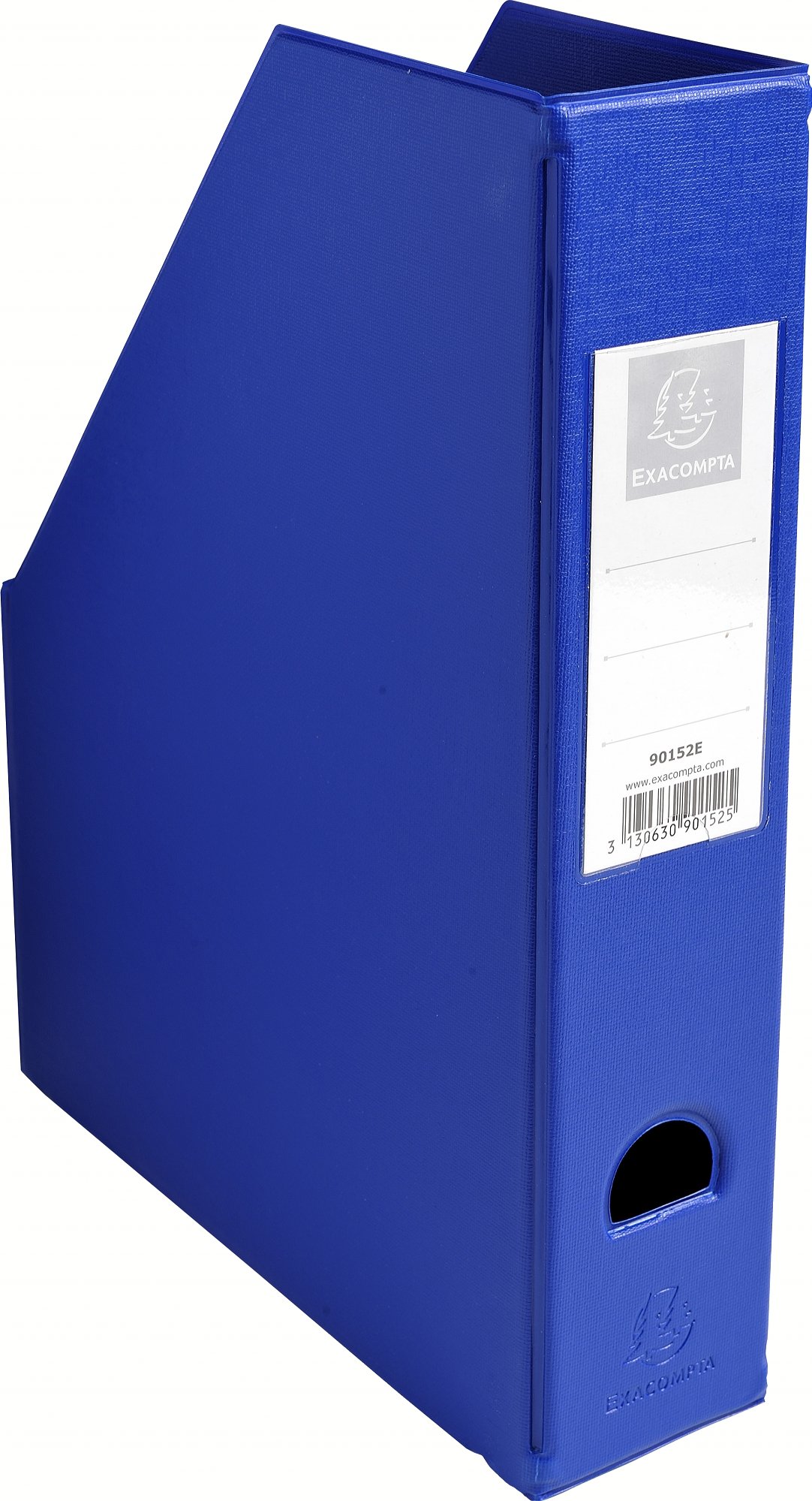 Exacompta - Ref 90152E - PVC Magazine File - Suitable for Storing A4 Documents,70mm Spine, Construction from 2mm Rigid PVC, Finger Hole & Label on Spine -Dark Blue