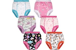 BIG ELEPHANT 6-Pack Potty Training Pants – 100% Cotton Absorbent Toddler Underwear for Boys and Girls (12M-10Y)