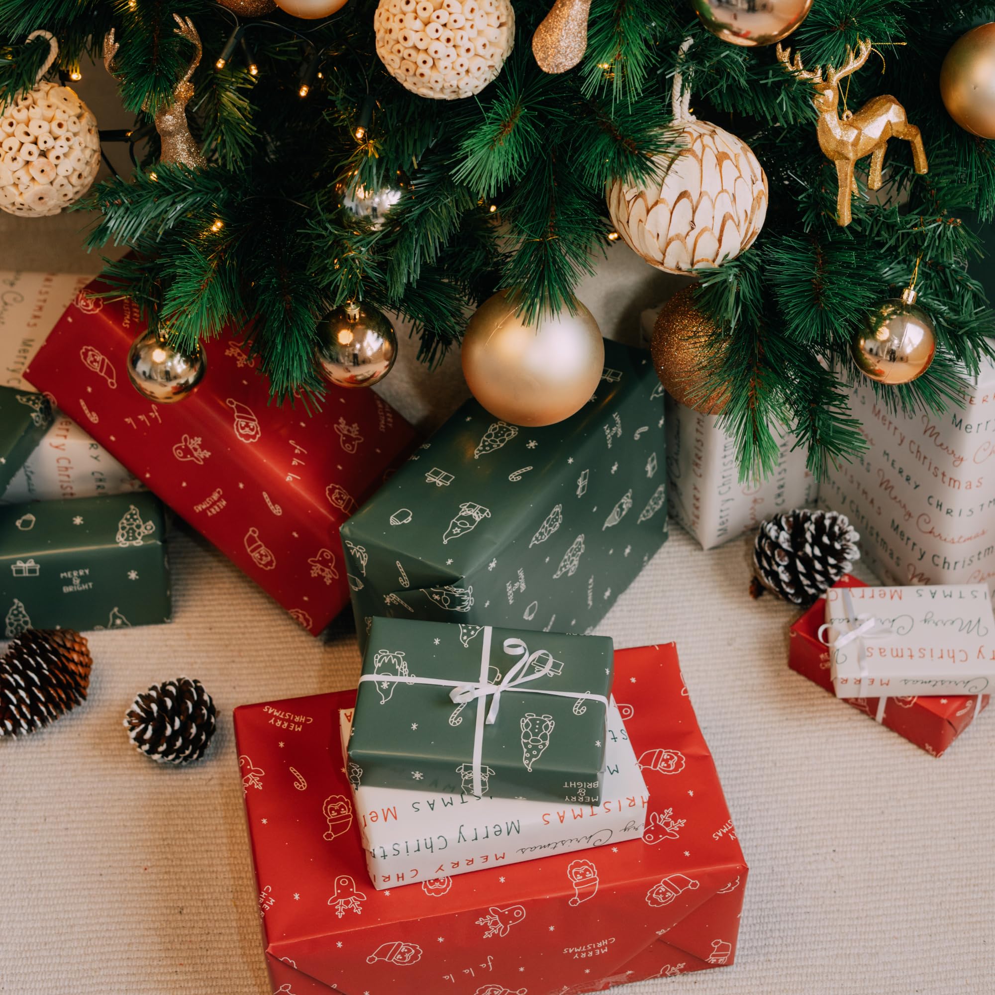 Beautiful Christmas Gift Wrapping Paper Rolls For Small & Medium Size Gifts - Set of 3 Quality Paper Rolls With Cute Designs - Add a Touch of Magic to Every Gift You Wrap - 17 in x 120 in Per Roll