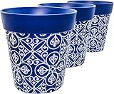 Hum Flowerpots 22cm Set of 3 Plastic Plant Pots Indoors Outdoors Colourful