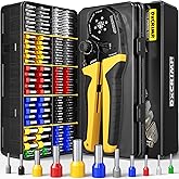 DxCRIMP Hex Ferrule Crimping Tool Kit AWG 24-4 Wire Ferrules 11 Sizes | Self-adjusting wire crimper with insulated wire terminals for electrical panels PLC marine solar and 12V automotive wiring