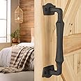Eumtenr Sliding Barn Door Handles,10 Inch Heavy Duty Rustic Design Barn Door Pull, for DIY Sliding Barn Door, Gate, Shed, Garage | Square Solid Metal Material, Matte Black Powder Coated Finish