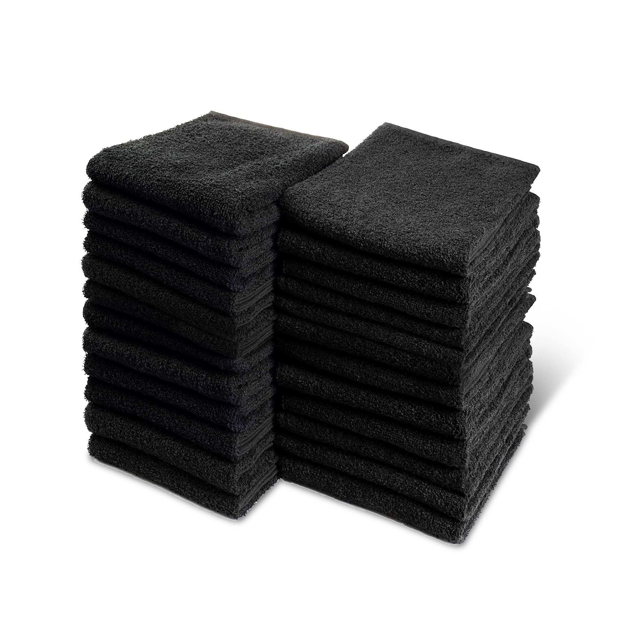Black Bleach Proof Salon Towels Set, 24 Pack, 100% Cotton
