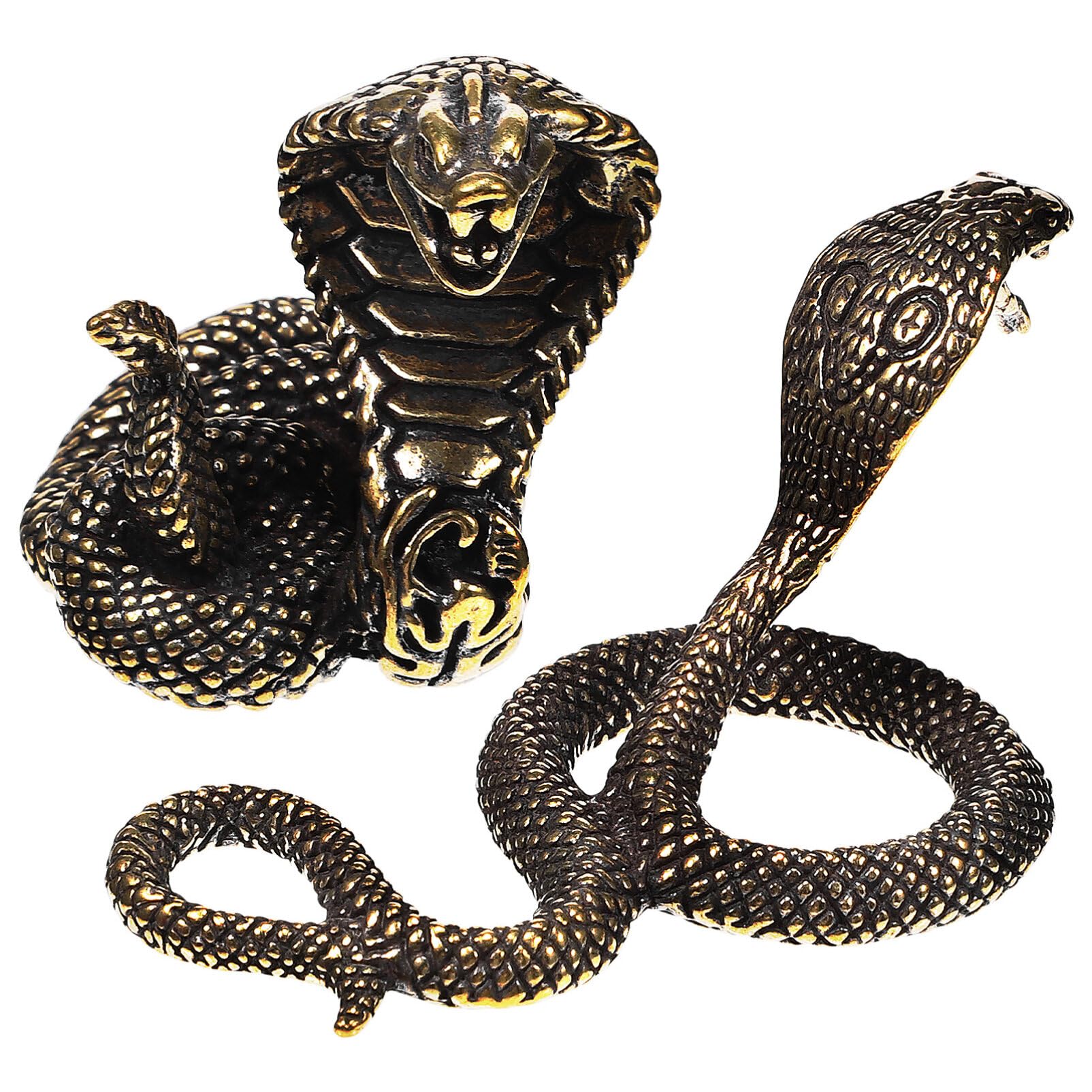 Kisangel 2Pcs Brass Snake Statue Snake Sculpture Small Snake Figurine Chinese Fengshui Animal Table Centerpiece for Home Office Collectibles present