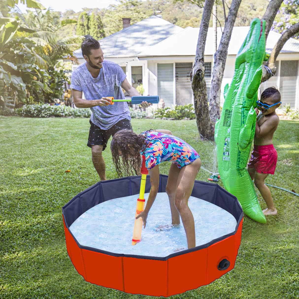 JIIKOOAI PVC Pet Foldable Swimming Pool Dogs Cats Bathing Tub Portable