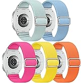 Acextro 5 Pack Stretchy Bands Compatible with Samsung Galaxy Watch 7 6 5 4 FE Band 40mm 44mm 45mm/Watch 6 4 Classic 4 42mm 46mm 43mm 47mm/Active 2, 20mm Water-Resistant Elastic Nylon Sport Strap