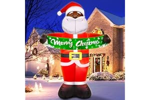 zukakii 7FT Christmas Inflatables Black Santa Claus Inflatable Outdoor Decorations with Built-in LED Light Christmas Blow Up Yard Decorations for Indoor Home Christmas Party Holiday Decor