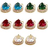 Heart Charms Crystal Zircon Rhinestone Pendants Gold Plated Brass for Jewellery Making DIY Craft Bracelet Necklace Earring