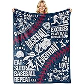 Baseball Blanket Gifts for Boys Men,Blue Soft Flannel Baseballs Sports Theme Throw Blanket Base-Ball Lover for Bedroom Living Room Sofa Decor