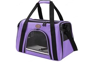 ROSEBB Cat Carrier Dog Carrier Pet Carriers for Medium Small Cats Dogs Puppies up to 15 Lbs,TSA Airline Approved Small Dog Cat Carriers Soft Sided,Collapsible Travel Puppy Carrier (Purple, Medium)