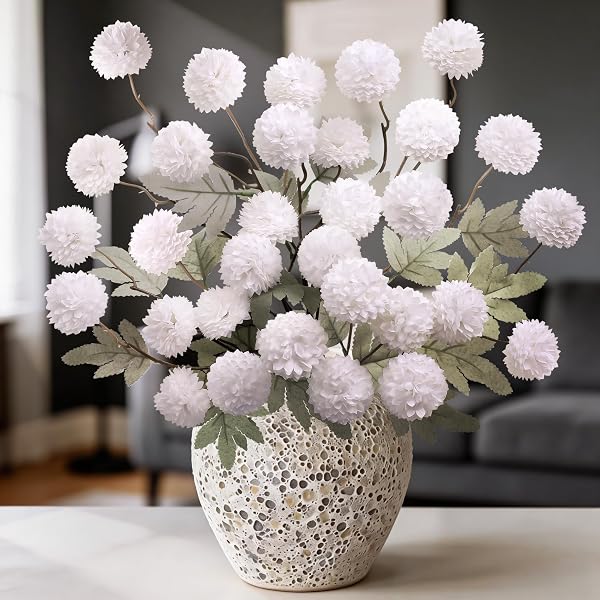 INQCMY ARTIFICIAL FLOWERS 12 PCS FAKE CHRYSANTHEMUMS FAUX...