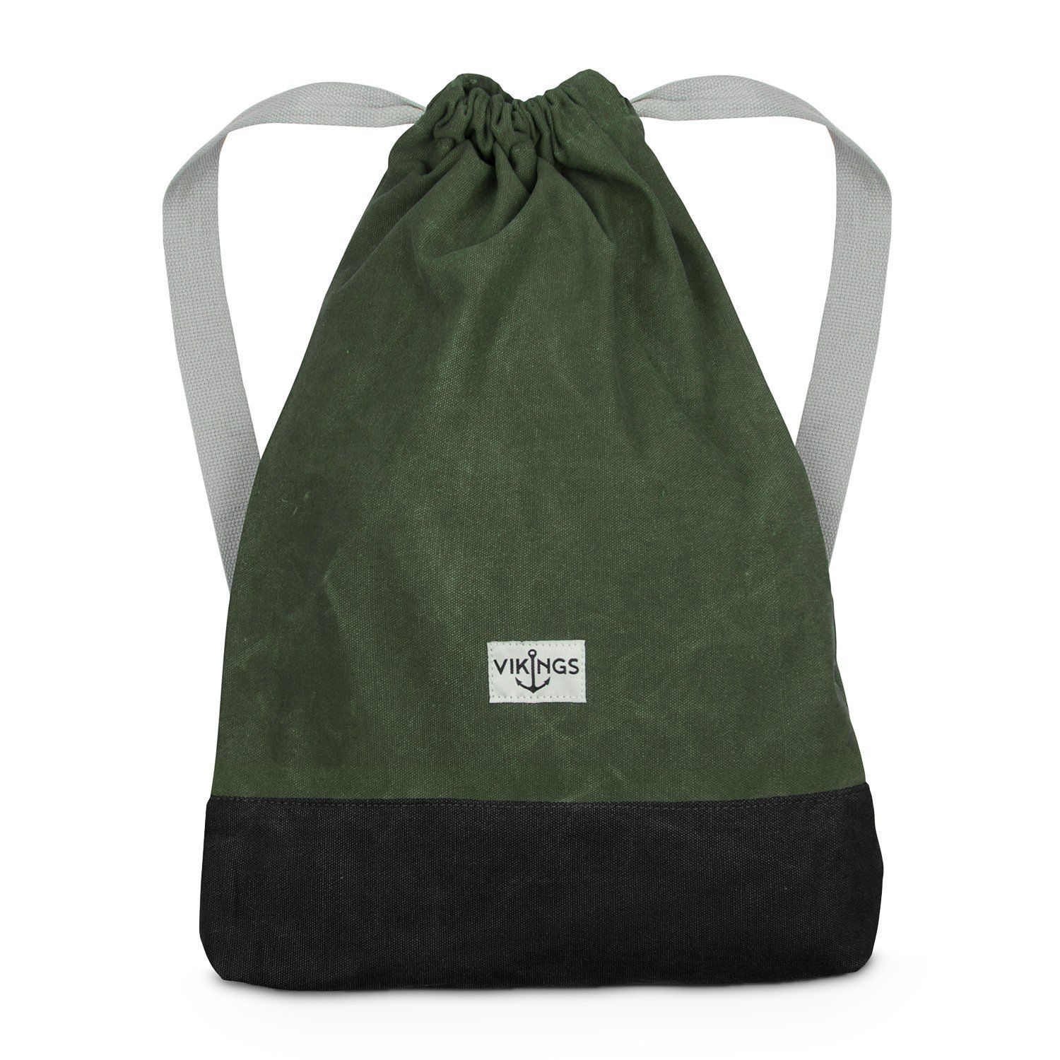 Backpack Gym Bag Cotton Canvas Bag Sport Women Men Children, Green, 37x23.8x2.4cm