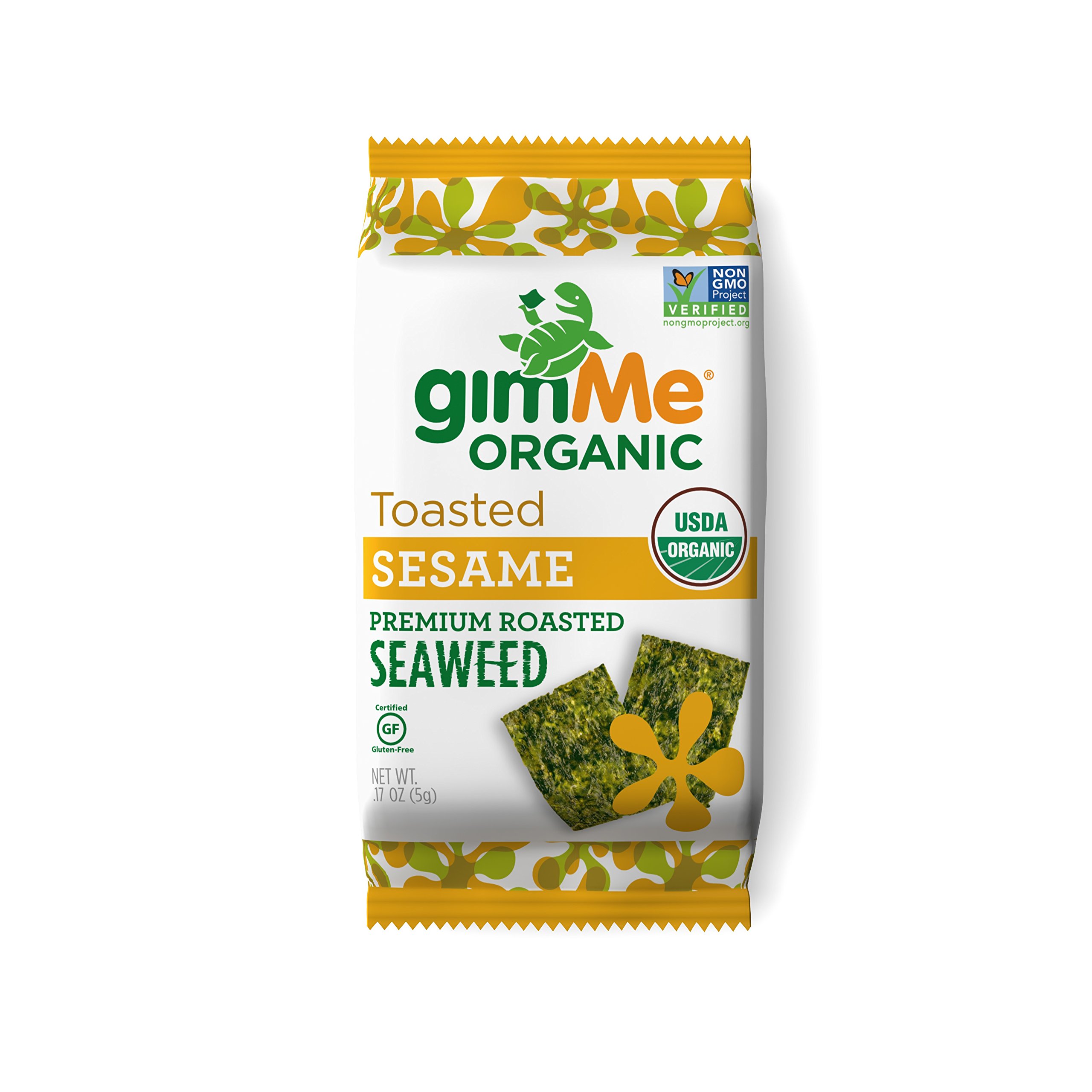 gimMe Snacks Organic Premium Roasted Seaweed Snacks, Teriyaki, 5 gram, 12 Count