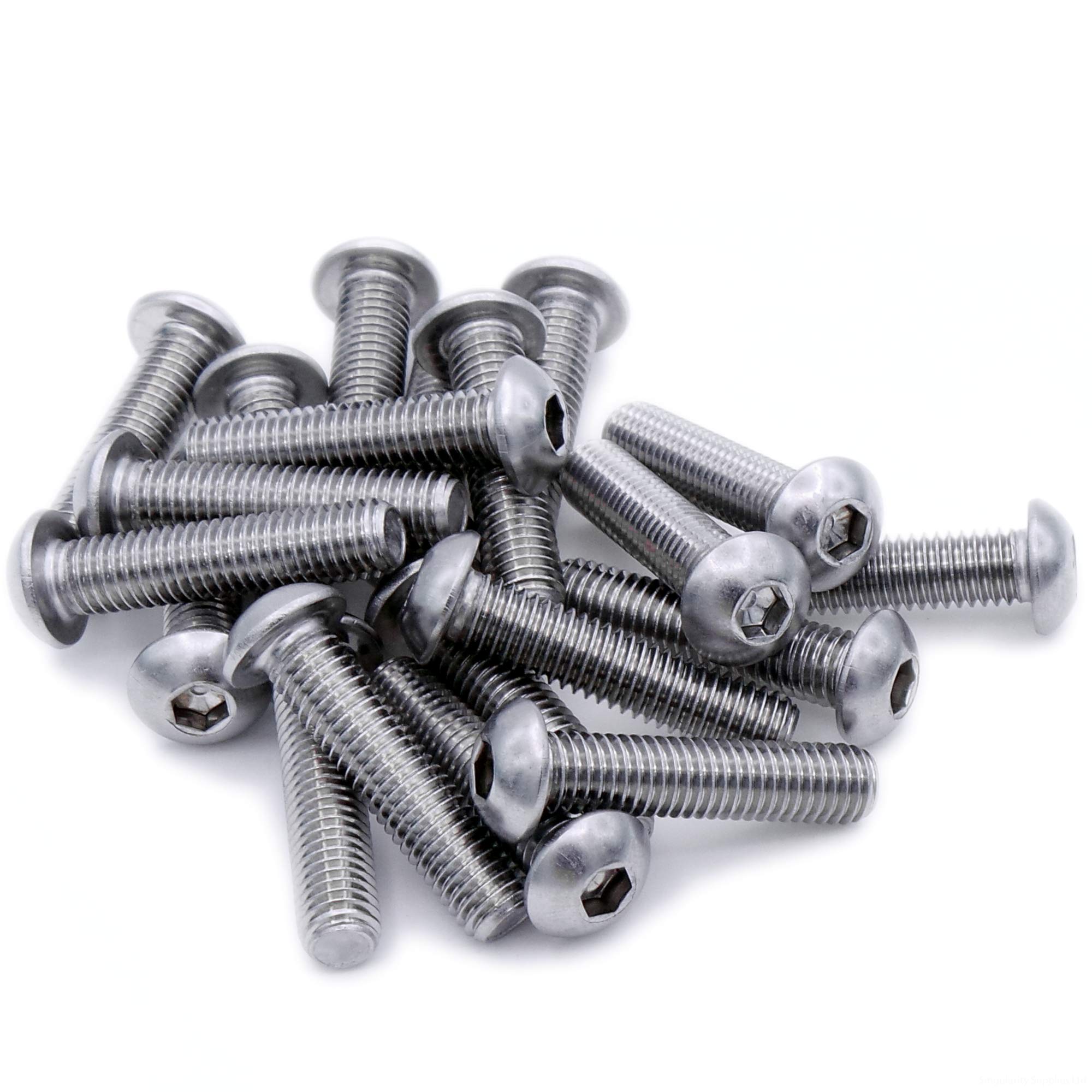 M6 (6mm x 16mm) Hex Socket Button Machine Screw (Bolt) - Stainless Steel (A2) (Pack of 20)
