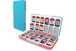 HEIYING Game Card Case for Nintendo Switch & Switch OLED & Lite,Carbon Fibre Surface Processes Design Memory Storage Holder with 24 Game Card Slots and 24 Micro SD Cards Slots