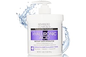 Advanced Clinicals Hyaluronic Acid Moisturizer Body Cream W/Vitamin E | Hydrating Cream & Body Lotion For Women & Men To Help Improve Look of Wrinkles, Dry Skin, Crepey Looking Skin, 16 Ounce