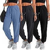 Velvelhall 3 Pack Women's Sweatpants with Pockets, Drawstring Lounge Athletic Joggers Casual Yoga Workout Sweat Pants
