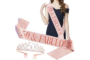 Birthday Set for Women, Rose Gold Gillter Tiara Birthday Sash for Birthday Party Favors