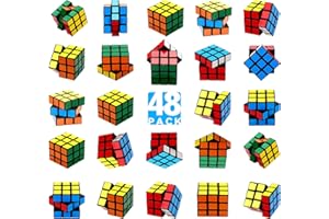 JOLLYFUN 48 Pack Mini Cube Bulk, 1.18 Inch 3x3x3 Small Puzzle Cubes Set, Birthday Party Favors, Classroom Rewards Prizes, Stocking Stuffers, Easter Basket Fillers for Kids