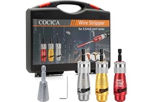COCICA Electric Wire Stripper and Twister for Drill,Fast Stripping and Twisting Tool,Portable Professional Electrician Tool Set for Power Drill Cable Quick Stripping and Connector(1 Set+Wire Twister)