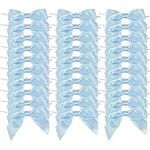 AIMUDI Light Blue Satin Ribbon Twist Tie Bows 3.5" Pre-Tied Baby Shower Bows Premade Baby Blue Bows for Crafts Treat Bags Cake Pop Gift Wrapping Wedding Favors Gender Reveal Birthday - 50 Counts