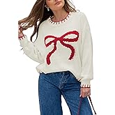 MINSURE Womens 2025 Fall Sweater Long Sleeve Crewneck Cropped Knit Sweaters Plus Size Cute Bow Pullover Tops