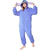 Disney Stitch Womens Fleece Pajama Hooded Cosy Lounge Wear Fluffy Fleece Nightwear Stitch Gifts for Her