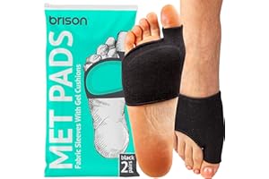 Brison Metatarsal Pads for Women and Men Ball of Foot Cushion - Gel Sleeves Cushions Pad - Fabric Soft Socks for Supports Feet Pain Relief - 2 Pairs (Men 7.5-9.5, Women 9-11)