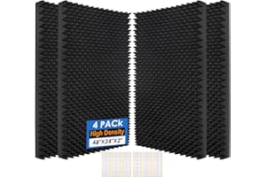 HUIDNAI 4 Pack-48X24X2 Inches Acoustic Panels, Egg Crate Foam soundproof wall panels,sound proof foam panels for walls, noise dampening panels,Sound Panels, Studio Foam for Wall and Ceiling