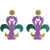 Mardi Gras Earrings for Women Colorful Mardi Gras Drop Dangle Earrings for Celebrations Dress Accessories Festival Jewelry