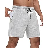 JWM Men's 5" 7" 9" Cotton Sweat Shorts - Pull On Soft Lounge Drawstring Sweatpant Athletic Gym Workout Short Zipper Pockets