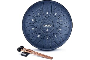 LEKATO Steel Tongue Drum 6 Inch 11 Notes, Musical Education Handpan Drum, Musical Gift for Families/Friends, Navy Blue