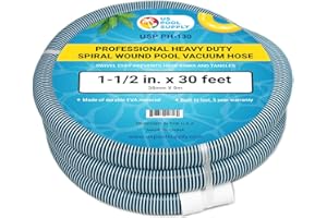U.S. Pool Supply 1-1/2" x 30 Foot Professional Heavy Duty Spiral Wound Swimming Pool Vacuum Hose with Kink-Free Swivel Cuff, Flexible - Connect to Vacuum Heads, Skimmer, Filter Pump Inlet, Accessories