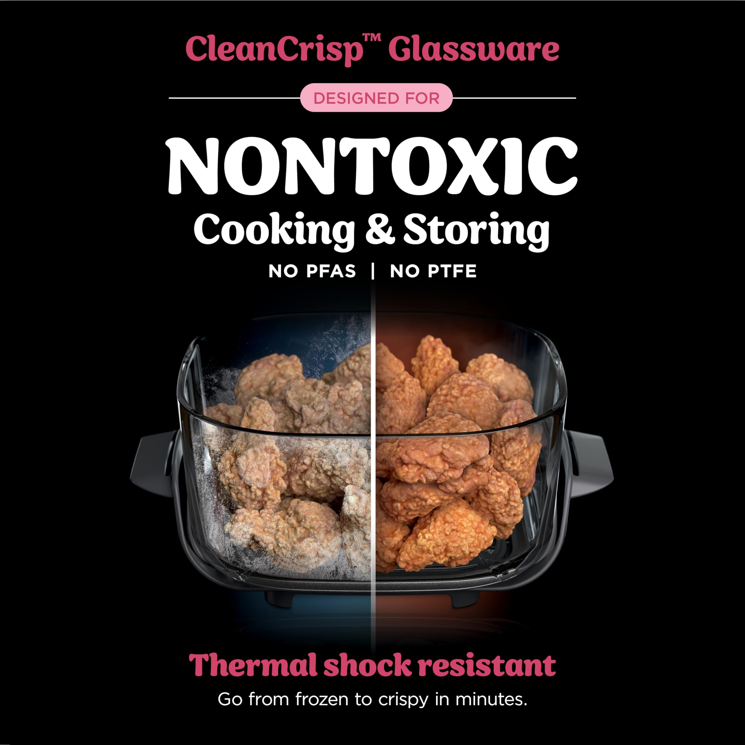 Ninjas | Freidora de aire | Sistema de cocción portátil Crispi 4 en 1 | Recipientes de vidrio de 4 cuartos y 6 tazas, platos para verduras y tapas de almacenamiento incluidos | Apto para microondas, congelador y lavavajillas | Cereza triturada | FN101DR Ninjas | Freidora de aire | Sistema de cocción portátil Crispi 4 en 1 | Recipientes de vidrio de 4 cuartos y 6 tazas, platos para verduras y tapas de almacenamiento incluidos | Apto para microondas, congelador y lavavajillas | Cereza triturada | FN101DR