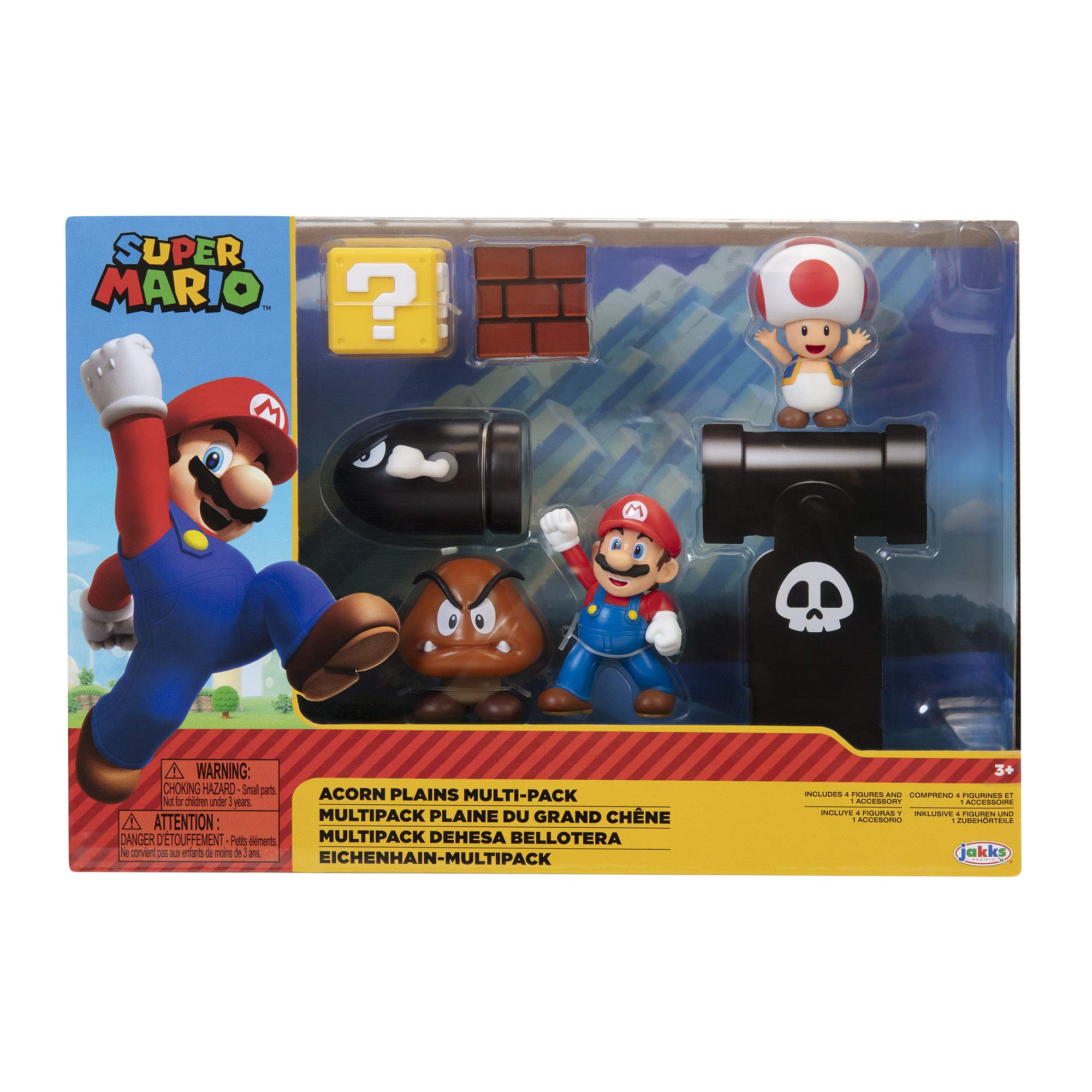 Super Mario Nitendo Acorn Plains 2.5” Figure Multipack Diorama Set, 3, Nitendo Super Mario