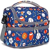 FlowFly Double Decker Cooler Insulated Lunch Bag Large Tote for Boys, Girls, Men, Women, With Adjustable Strap, Football