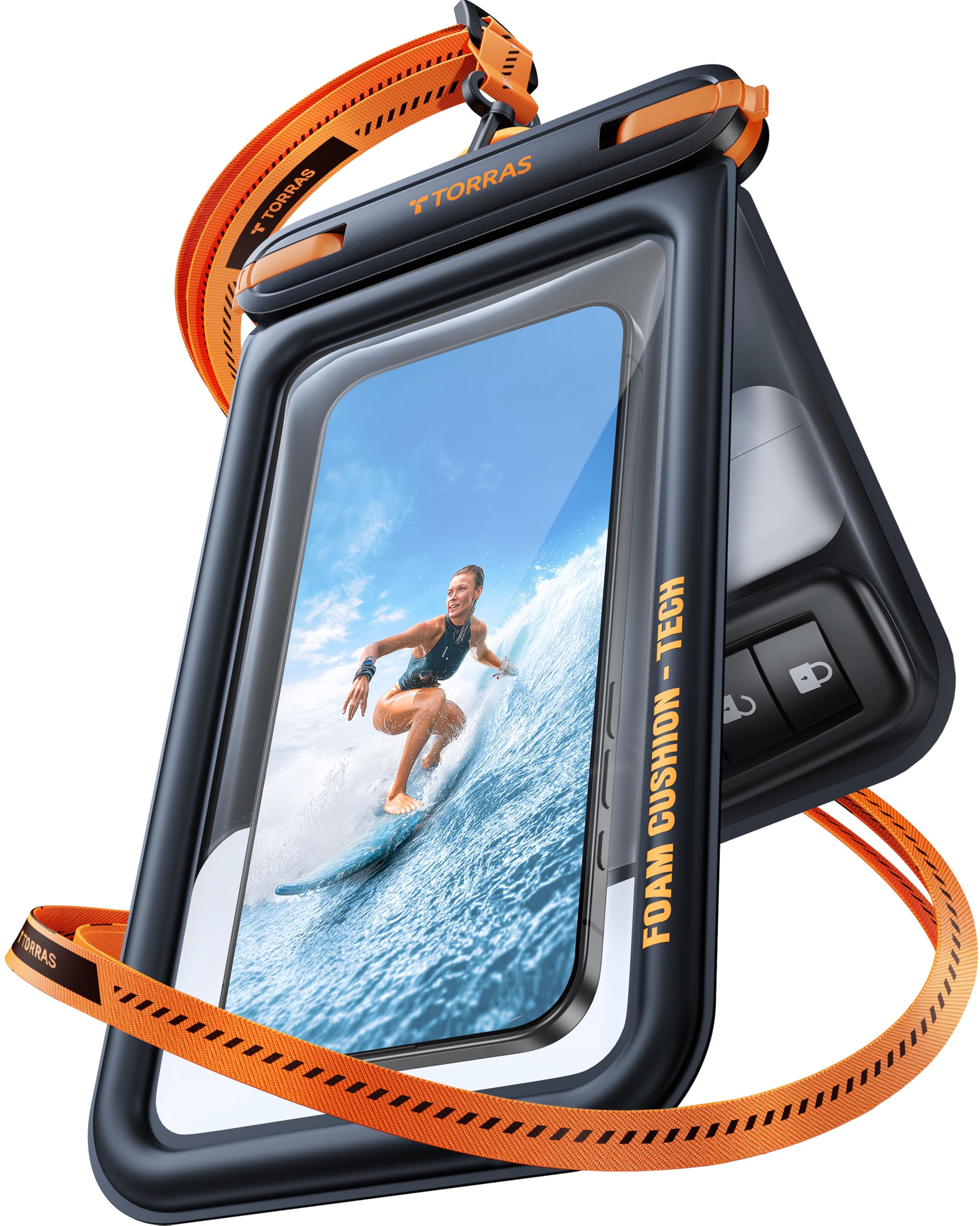 Photo 1 of ***FACTORY SEALED***TORRAS IP68 Waterproof Phone Pouch Double Space, Floating Waterproof Phone Case with Lanyard for iPhone 17 Pro Max 16 15 14 S25 S24, Phone Dry Bag Vacation Cruise Ship Travel Essentials 7.0'', Black