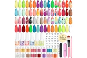 Lavender Violets 94Pcs Dip Powder Nail Kit Starter, 30 Neon Colors Red Purple Green Orange Yellow with Dipping Powder Liquid Set and Nail Art Tool for Colorful DIY Manicure B703
