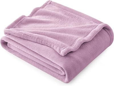 Bedsure Fleece Throw Blanket 150x200 cm Light Purple 100% Microfibre Polyester