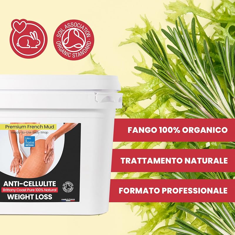 Fango di Alghe Anticellulite: Combatti la Cellulite e la Flaccidità Corpo. Effetto Rassodante e Risultati Visibili. Fango Professionale SPA Trattamento d'Urto - Pronto all'Uso - 6000 g (6 kg)