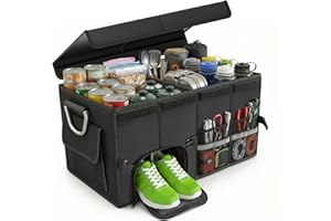 Collapsible Trunk Organizer for Car - Leak-Proof Multi-Compartment Storage Box with Anti-Slip Mat, Fits SUV, Sedan, Minivan, 