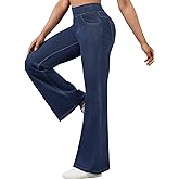 AVAMO Stretchy Flare Jeans for Women High Waisted Pull On Bell Bottom Jeans Trendy Elastic Tummy Control Denim Pants