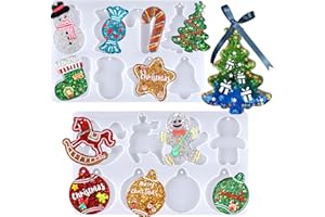 LET'S RESIN LET’S Resin Upgraded Christmas Resin Molds Silicone, 16 Cavities Large Resin Christmas Ornament Molds Each 3inch, Glossy Silicone Molds for Resina Art Craft,Keychains,Tree Decorations