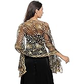 changyexi Sequin Lace Shawl Wrap, Evening Formal Sheer Shawls for Women Dressy Cover Up, Wraps and Shawls