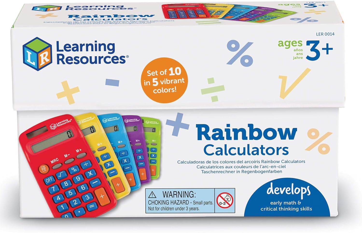 Learning Resources Rainbow Calculators, Orange,Blue,Green,Red,Purple, Small - Image 5