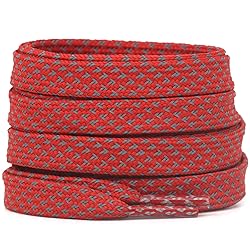 DELELE 2 Pairs Reflective Shoelace Flat Red Safety
