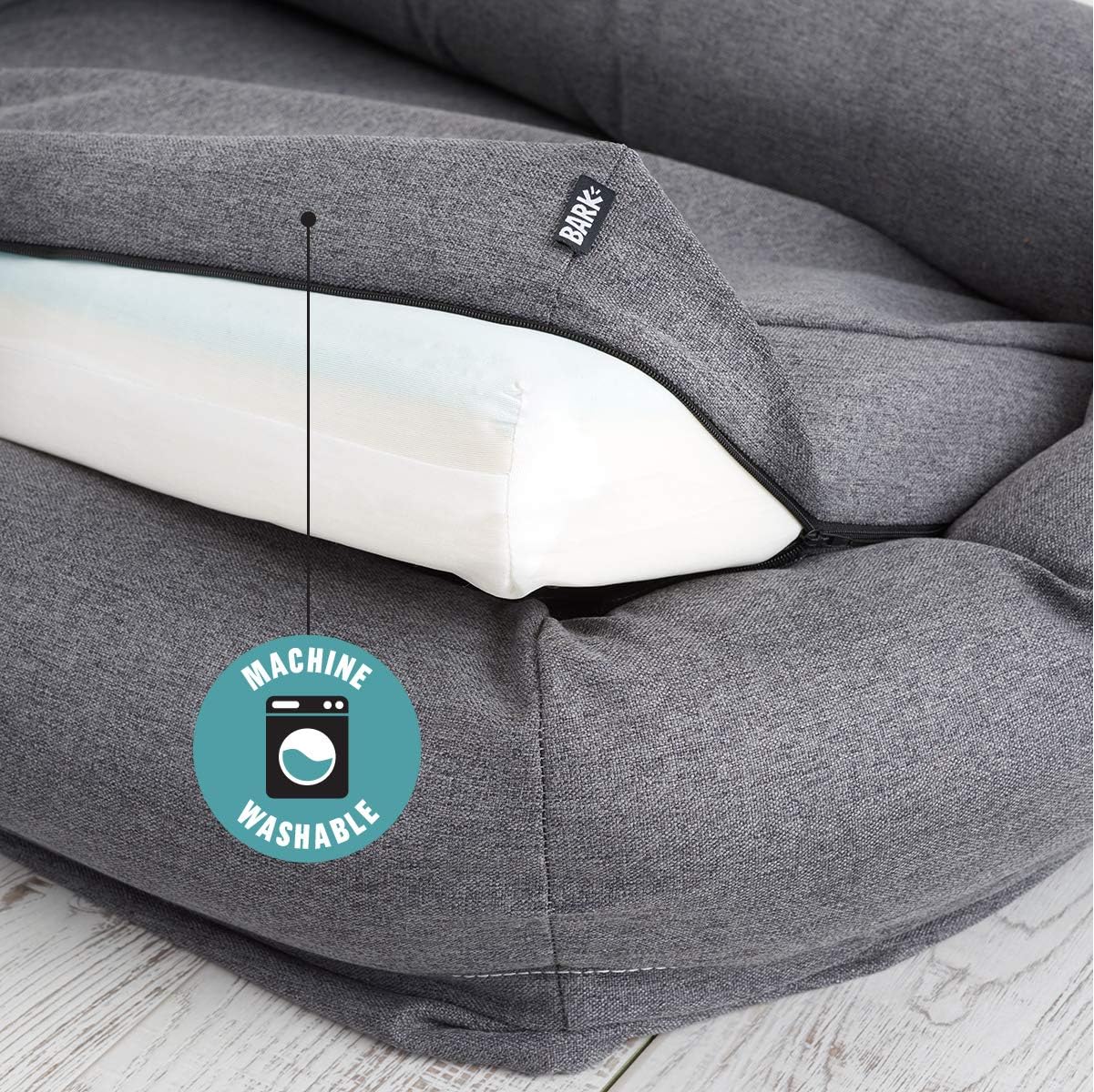 Barkbox Memory Foam Dog Bed | Plush Orthopedic Joint Relief 2-1 Crate or Pillow Bed, Machine Washable + Removable Cover; Waterproof Lining, Includes Squeaker Toy | Medium | Grey : Pet Supplies
