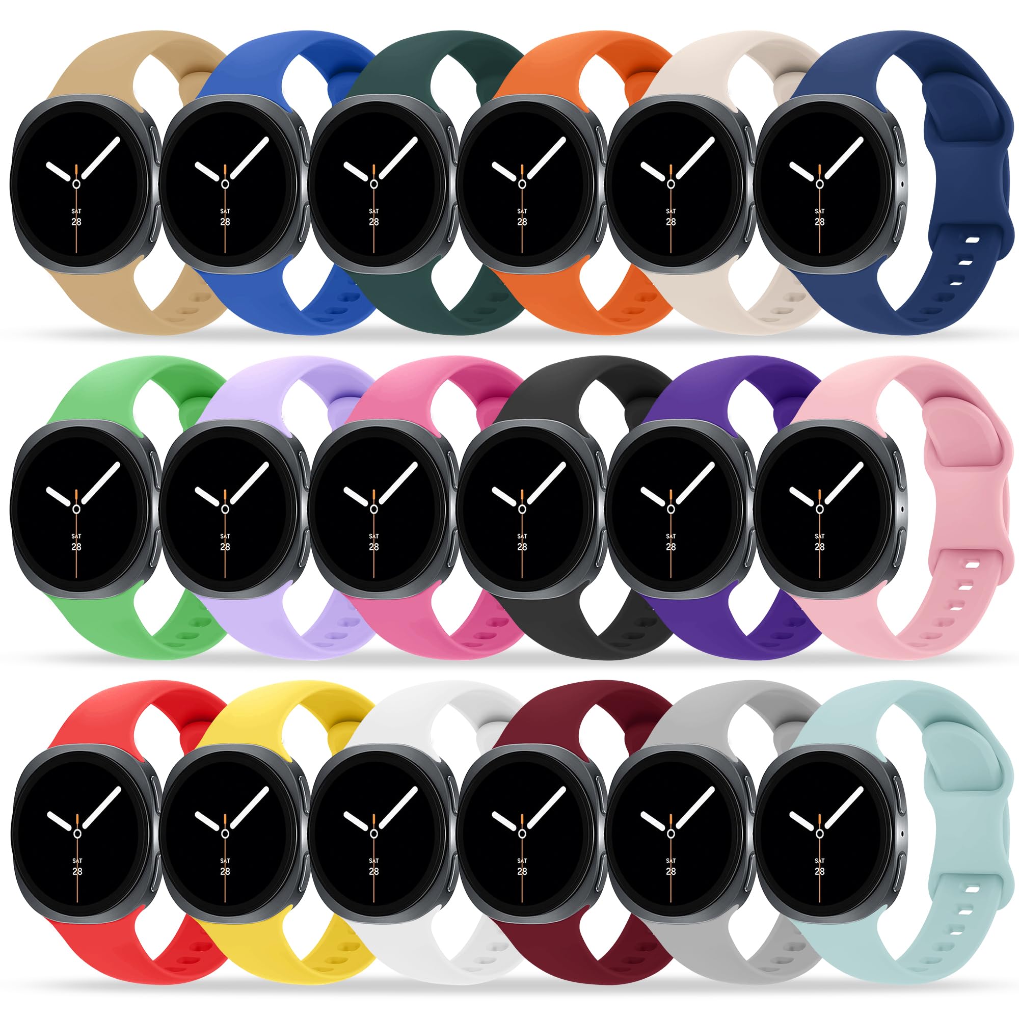 Tiorecime 18 Pack Bands Compatible with Samsung Galaxy Watch 8 40mm 44mm/Galaxy Watch 8 Classic 46mm Band for Women Men, No Gap Soft Silicone Sport Breathable Replacement Strap